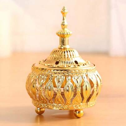 1Pc Creative Golden Vintage Lace Incense Burner/Incense Burner, With An Elegant And Compact Design, Is Suitable For Living Rooms, Bedrooms And Coffee Tables, Home Decoration, Suitable For Studies, Yoga Rooms, Tea Rooms, Bedrooms, Suitable For Family Prayer, Home Decoration, Office Decoration