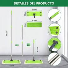 Trapeador Microfibra, Mopa para Limpieza de Suelo, 360 Trapeador Giratorio, con 4 Paos de Microfibra, Adecuado para Suelos de Madera, Suelos Laminados y Baldosas - Verde - Ver 5