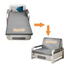 Sofá-cama plegable + almohada aleatoria, doble uso para sentarse y dormir, artículo imprescindible para hogares que ahorran espacio - Gris - Ver 9