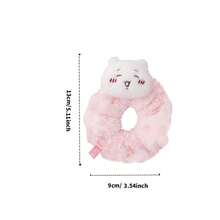 Miniso Series (/Hachiware/Usagi)Hair Scrunchie - Soft Cute Rabbit Ear Design Daily Hair Tie Decoration Scrunchie(1 PC) - Pink - View 5