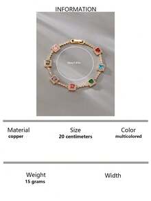 Cubic Zirconia Decor Bracelet - Multicolor - View 6