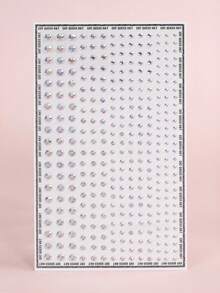 6片/1片 2mm/3mm/4mm 多规格几何形状自粘水钻贴纸，仿真珠宝水晶钻石，心形、五角星、花朵、水滴形，可用于脸部、眼睛、尾巴和头发装饰，适用于DIY工艺品和艺术项目、嘉年华、情人节、万圣节、圣诞节礼物、母亲节、派对、音乐节、脸部、头发和指甲装饰水钻贴纸 - 彩色 - 查看 12