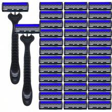 Juego de Maquinilla de Afeitar de 3 Capas para Hombres, Cuchillas de Acero Inoxidable y Mango de Plástico, Lavable, Maquinilla de Afetar Desechable y Práctica para Viajes - Multicolor - Ver 11