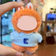 [Only Doll Clothes] Creative New 10cm Plush Doll 4th Generation Labobo Mini 4.0 Secret Code Mini Pendant Plush Doll Replacement, English Letter T-Shirt For Labubu