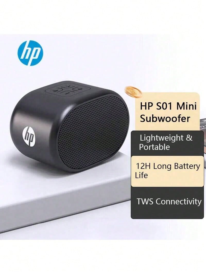 HP S01 Portable Bluetooth Speaker: Stereo Surround Sound, Stable Wireless Connection, Lightweight And Stylish Design, Ideal For Parties And Outdoor Music Sessions (Black) - Black - View 1