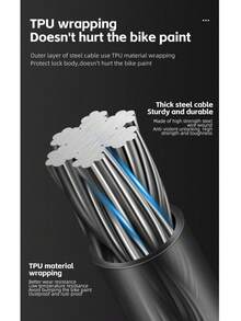 Candado de cable de acero antihielo a baja temperatura WEST BIKING para bicicleta, montaña y carretera, antirrobo portátil con llave, incluye soporte de montaje de 1.2M y 1.5M - Negro - Ver 6
