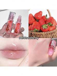 Magic Lip Oil With Roller Applicator - Moisturizing And Nourishing, Long-Lasting Hydration, Suitable For All Light Skin Tones, Quick And Even Application, Perfect For Daily, Stage, Evening And Holiday Makeup, Stage Makeup, Fun Design, Long-Lasting Formula. Transparent Lip Gloss Roller, Moisturizing Oil, Lip Balm, Lip Makeup, Moisturizing Base, Lip Tint, For Women Fruity Oil.