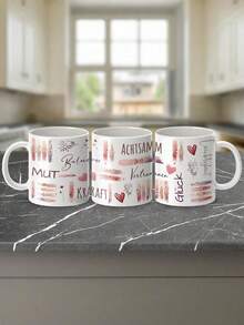 1 Set Of 11 Ounce Ceramic Coffee Cup, Mindfulness Cup Design, Flower, Courage, Happiness, Trust, Motto, Lavender Farm, Couple Mug, Friend Commemorative Cup, Hand Wash Only, Suitable For Hot And Cold Drinks, Boyfriend And Girlfriend Gifts, Christmas Gifts, Birthday Gifts - Multicolor - View 10