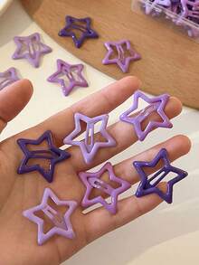 20个紫色金属星星发夹，时尚迷你发卡，Y2K可爱装饰发饰，适合日常佩戴，女生/女孩校园发饰 - 适合派对，多巴胺色彩缤纷派对主角随机颜色组合混合套装爪夹发夹发卡，发卡，发夹，发卡，校园用品，大学 - 紫色 - 查看 2