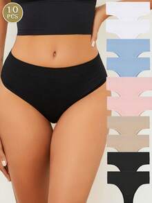 VKME Juego de 10 piezas de bragas triangulares sin costuras, ropa interior íntima para mujer - Multicolor - Ver 15