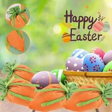 5/10pcs Easter Carrot Shaped Design Drawstring Gift Bags, Easter Basket Velvet Bags, Jewelry Storage Bags For Wedding Party, Suitable For Spring Egg Hunting, Outdoor Party Favors, Easter Party Souvenirs And Holiday Sweets Packaging, Holiday Gift Storage And Decoration - Multicolor - View 9