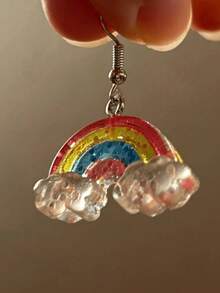 1 Pair Unique Designed Blue Rhinestone Cloud Tassel Drop Earrings, Gorgeous! - Multicolor - View 4