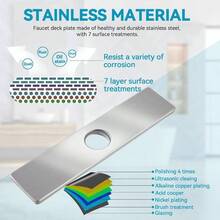 Kitchen Sink Faucet Hole Cover, Deck Plate Escutcheon - 1 Or 3 Hole Long Rectangle Cover Plate, Plumbing Cover Plates, 10 Inch Deck Plate Kitchen Faucet Or Bathroom: 304 Stainless Steel Nickel - Nickel - View 5