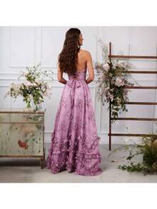 Dresses For Women,Women's Elegant Printed Fitted Maxi Dress With A Full Skirt, Perfect For Vacation. - 紫色 - 查看 2