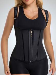 1件装和2件装束腰塑身背心拉链收腹塑形衣透气束腰带女士塑身运动束腰带可调节纽扣束腰带