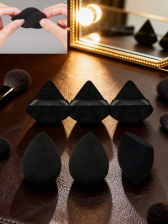 6/12pcs Velvet Triangle Makeup Sponges And Multifunctional Black Beauty Egg Makeup Sponge,Reusable Makeup Applicator Puff,Foundation Blending Makeup Sponge,Suitable For Foundation, Cream, BB Cushion,Makeup,Cheap,Room Decor,Vanity,Travel,Bedroom,Makeup Accessories,Puff,Makeup Blender,Powder Puff,Makeup Sponge,Cheap,Stocking Stuffers,Makeup,Makeup Tools,Cheap Stuff,Gifts,Gifts For Women,Christmas Gifts