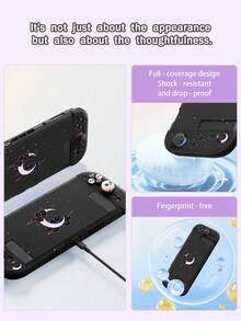 1pc Cloud & Moon Space Pattern Compatible With Switch 2/Switch NS/Switch OLED Game Console Protective Case, New 2nd Gen, Black, TPU Soft Shell, Universal Controller Protective Cover, Switch Accessories, Anti-Drop, Anti-Slip, Scratch-Resistant, Stylish, Ramadan - Multicolor - View 6