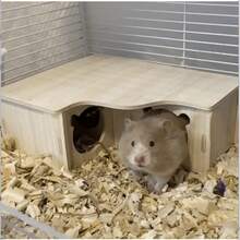1pc Wooden Multi-Room Hamster Maze & Hideout - Provides Interesting Activity And Cozy Nesting For Your Pet - Multicolor - View 3