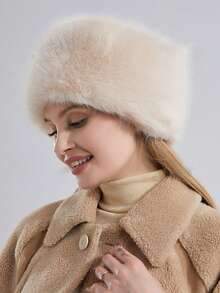 1 pieza Gorro redondo cálido y esponjoso de piel sintética, gorra casual de aislamiento para senderismo y ciclismo al aire libre, otoño/invierno - Multicolor - Ver 14