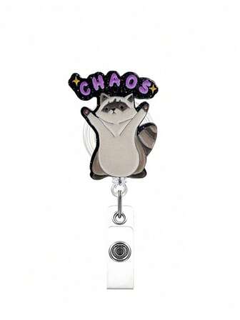 Soporte retráctil para tarjeta de identificación con diseño de mapache lindo, 1 pieza, portabadge de enfermera para hospital, oficina, útiles escolares, de vuelta a la escuela
