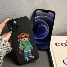 Caso de teléfono suave de ojos de ángel con patrón de oso guitarra impresión UV mate cubierta de teléfono de 360 grados protección completa para iPhone 11 12 13 14 15 17 Pro Max 16 Plus SE Mini para teléfono inteligente - Negro - Ver 7