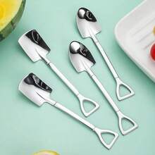 2支/4支装不锈钢甜点勺，耐用迷你勺，适用于冰淇淋、西瓜、水果和果酱，非常适合用餐、搅拌咖啡和茶，是咖啡馆的理想之选。 - 彩色 - 查看 8