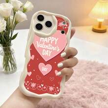1PC Phone Case ,  Happy Valentine's Day Heart Pattern , Stylish Phone Case, Phone Decoration, All-around Lens Protection, Creative Small Gift, Funny Gift for Boys and Girls - ホワイト - チェックする 1