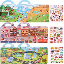 Multi-Scene & Multi-Theme Sticker Book Set - Reusable Bubble Stickers And Creative Jelly Stickers, Portable & Quiet Sticker Book - Multicolor - View 2