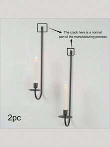 2pcs Modern Simple Style Wall Mounted Candle Holders Halloween, Spooky, Autumn, Festival, Holiday , Winter, Holiday, Festival,Room Decor,Gifts Birthday Graduation - 黑色 - 查看 5