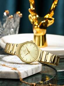 REWARD Women's Quartz Watch, Luxury & Fashion, Stainless Steel Strap, Waterproof, With Watch Box, Elegant & Versatile, Suitable For Business & Casual, Retro Rectangular Watch - Gold - View 12