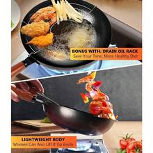 32CM Household Pure Iron Wok Non Coated Cast Iron Pan For Gas Induction Cookers - Black - View 6