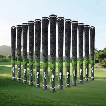 WUDAY SANDYPAR 13pc Golf Grip Set, Soft Rubber Golf Club Grip, Reduced Cone Design, Provides High Grip And Performance, Black And Green Combination