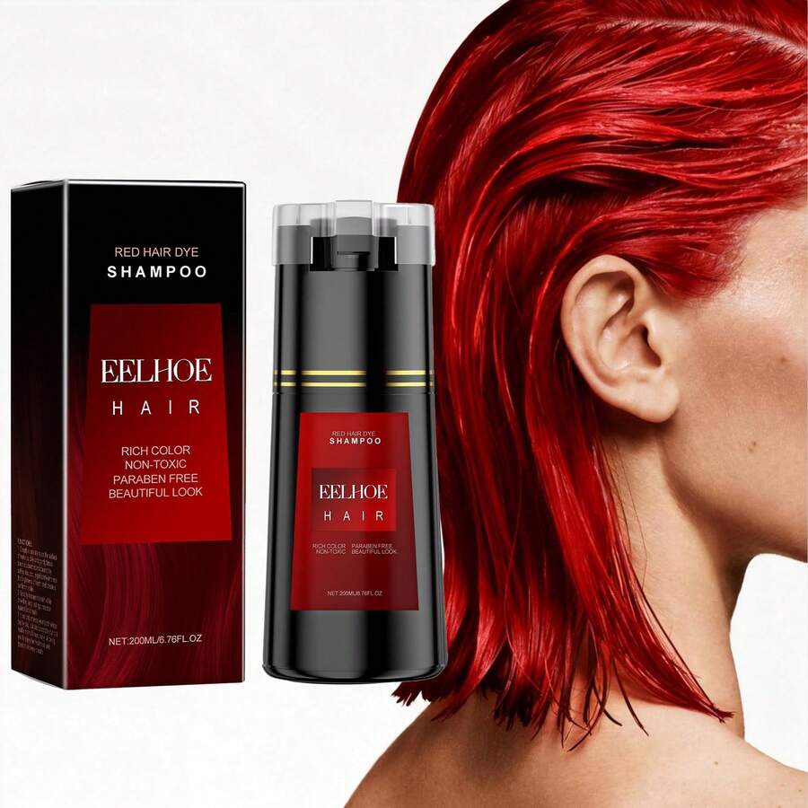 Hair Dye Shampoo (Wine Red) Hair Shampoo Series Gentle Moisturizing Scalp Easy Color Change Hair Shampoo Quick Effect Hair Dye, High Coverage Of White Hair, Three In One Hair Dye, Contains Ginseng Extract, Ganoderma Lucidum Essence, And Black Sesame Seed Extract, Moisturizing Hair-Valentines Gifts,Birthday Gifts,Gifts For Women,Hair Products,Hair Stuff - 紅色 - 查看 1