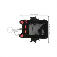 Funda para Tarjetas de Peluche con Alas de Demonio Negra 2 Piezas Llavero Porta Credenciales Colgante Protector para Tarjetas de Identificacin y Fototarjetas Uso Escolar y - Negro - Ver 8
