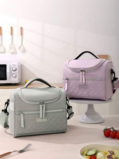 Bolsa de almuerzo aislada de gran capacidad de 10L, con asa, cremallera y correa para el hombro ajustable, caja de almuerzo portátil impermeable y a prueba de fugas, reutilizable, portador de alimentos para exteriores, bolsa de picnic y camping, adecuada para oficina, escuela, picnic, camping, esencial para trabajadores al aire libre de hombres y mujeres