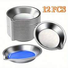 6/12PCS Stainless Steel Small Round Paint Tray Paint Mixing Palette Tray,Suitable For Mixing Of Various Pigments - Multicolor - View 8