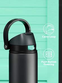 Meoky 24oz Vacuum Insulated Water Bottle with 2-in-1 Straw and Spout Lid, Insulated Cup, Keep Cold 24H, Leak-Proof, Fits in Car Cup Holder, Stainless Steel Tumbler for Sports, Travel, and School - 黑藍色 - 查看 4