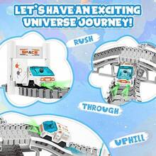 Pista de carreras de construccion juego de pistas de tren espacial 205 piezas juego de pistas flexibles para niños de 4 a 7 años con estacion de coche de astronauta para niños pequeños y niñas de 3 a 12 añosToque real, tren genial - Multicolor - Ver 6