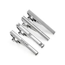 Men's 4Pcs Tie Clip Set With Black Gift Box, Silver Necktie Clips, Tie Bars, Formal Business Suit Accessories For Men, Wedding Gift - Silver - View 2