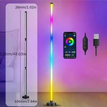 AMILL 2pcs Smart RGB LED Corner Floor Lamp, RGB Tube Light Bar With Stand, USB Powered , App Control, Color Changing Ambient Lighting For Living Rooms, Bedrooms, Gaming Rooms, Christmas Decor, And Game Room - Multi-color light - View 2