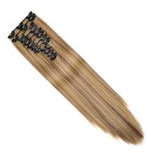 12-Piece 22-Inch Synthetic Straight Hair Extensions | Natural Seamless Invisible Clip-In, Matte Texture, Smooth & Manageable, Beginner-Friendly - Multicolor - View 8