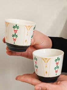 1pc Middle Eastern Style Latte Art Coffee Cup, Espresso Cup, Cappuccino Ceramic Mug - Multicolor - View 10