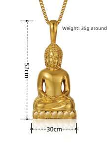 1pc 316L Stainless Steel Gold-Plated Buddha Head Pendant Necklace, Fashionable Jewelry Gift For Men - Buddha Head Pendant Necklace - View 6