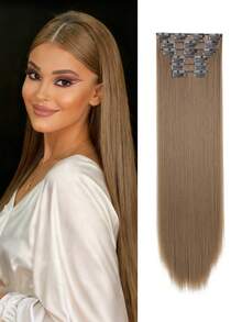 6片装夹式接发，20英寸隐形长款合成接发，外观自然，耐热纤维，适合女性和女孩日常或派对使用。 - 彩色 - 查看 13