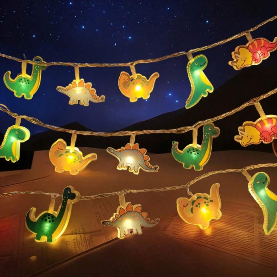 1 قطعة 10 أو 20 مصباح LED بطول 1.5 أو 3 متر، أضواء سلسلة زخرفية بموضوع الحيوانات والديناصورات وسلسلة الفضاء، أضواء جو رومانسي للمنزل وغرفة الأطفال وحفلات عيد الميلاد والمناسبات والغرفة [البطاريات غير مشمولة] - ضوء أبيض دافئ - مشاهدة 1