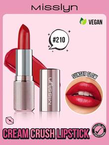 MISSLYN 1pc Cream Crush Lipstick,Creamy Hydrating Satin Lipstick,High-Shine Buildable Nude Lip Color,Non-Sticky Rich Pigment Lip Makeup For Daily Wear,Party & Y2K Looks,Birthday & Valentine's Day Gift,Vegan & Cruelty-Free,Brand Beauty Cosmetic - ##210 Sunset Glow - View 2