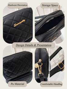 Women's Quilted Crossbody Bag Stylish Compact Handbag Fashion Shoulder Bag With Top Handle Embroidered Camera Bag New Style Single-Strap Diamond-Quilted Bag Can Be Used As Valentine's Day, Thanksgiving, Halloween,Christmas Gift. - Nhiều màu - Xem 8