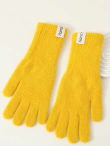 1pc Warm Touchscreen Knitted Fingerless Gloves For Women, Solid Color, Thickened, Long Cuff, Autumn/Winter - Multicolor - View 9