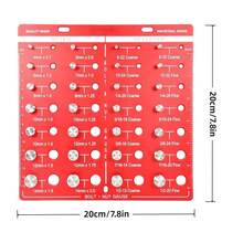 28孔螺纹检测仪，螺母螺栓螺纹检测仪，公制和英制，螺纹检测工具，带尺子的螺栓螺母识别量规 - 紅色 - 查看 3