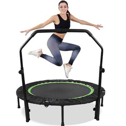  ADVWIN 48" Mini Trampoline Rebounder Max Load 200KG, Fitness Trampolines With Adjustable Foam Handle, Suitable For Adult And Kids Indoor/Outdoor Workout